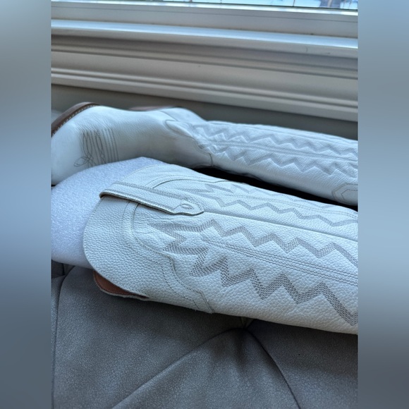 Dingo White High Leather Western Heeled Cowboy Boots 8 - Picture 10 of 13